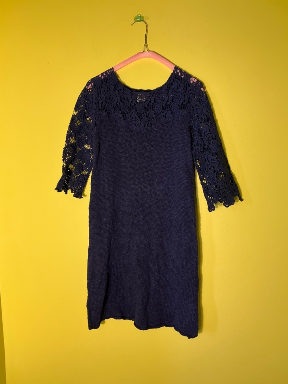 ASOS Navy Crochet Knit Midi Dress
